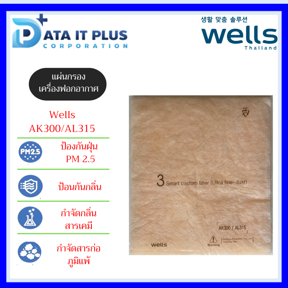 Wells แผ่นกรองฟอกอากาศ รุ่น Wells AK300/AL315