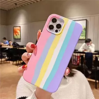 เคส สีรุ้งกำมะหยี่ โลโก้ สำหรับรุ่น ไอโฟน I6 I6P I7P I8P I7 I8 XS XSMAX XR I11 I11PRO I11PROMAX I12 I12PRO I12PROMAX