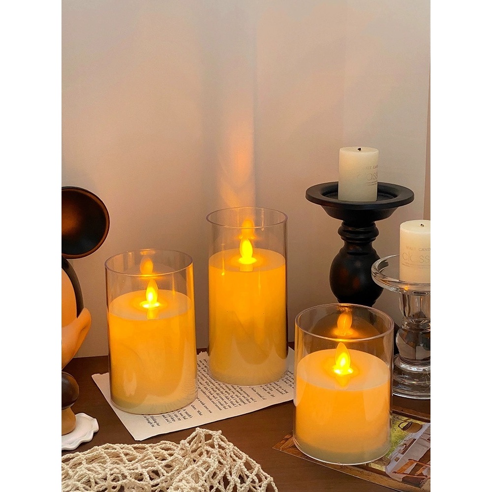 【5ขนาด】เทียนปลอม พลาสติก โคมไฟเทียน โคมไฟ LED รูปทรงเทียน สำหรับตกแต่งบ้าน ใส่ถ่านAAA No.3744