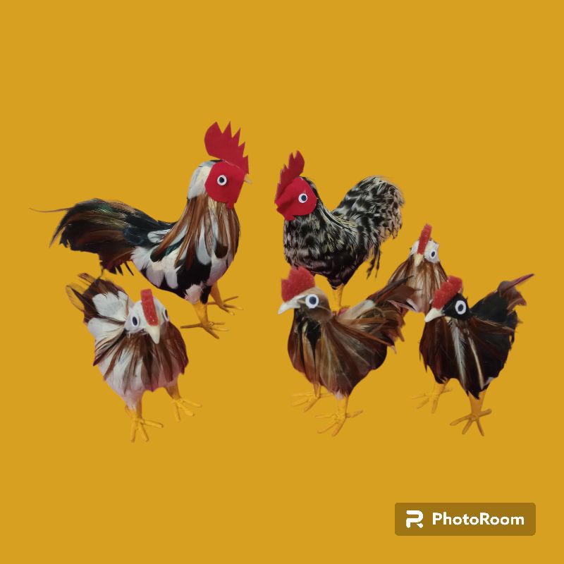 ไก่ขนจริง ไก่ชน บูชาไอ้ไข่ ขนาด 2 นิ้ว