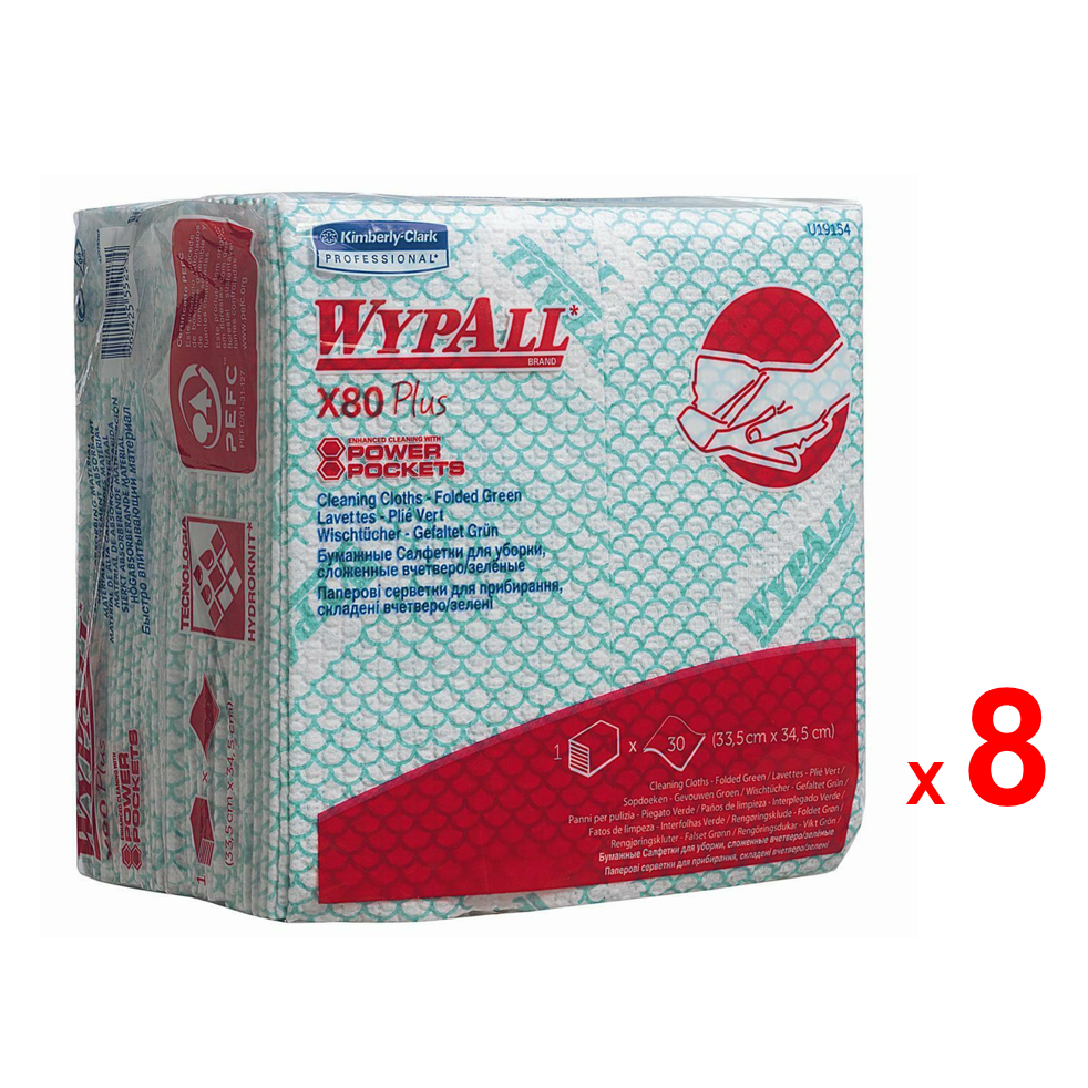 WYPALL ผลิตภัณฑ์เช็ดทำความสะอาด ไวป์ออลล์ เอ๊กซ์ 80 ไวเปอร์ รหัสสินค้า 19154 สินค้าคิมเบอร์ลี่ย์-คล๊าค โปรเฟสชั่นแนล 8 ห