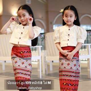 ชุดพื้นเมือง เสื้อแขนตุ๊กตา ซิ่นผ้าฝ้ายพิมพ์ลายคุณภาพดี เนื้อผ้าหนา (ราคาเฉพาะชุด)
