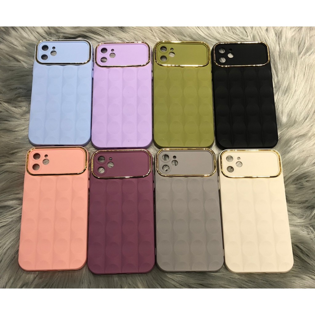 TPU ปุ่มสีขอบทองกันกล้อง มี 8 สี  7g 7plus x xs xr I11 I11promax I12 I12promax I13 I13promax I14 I14