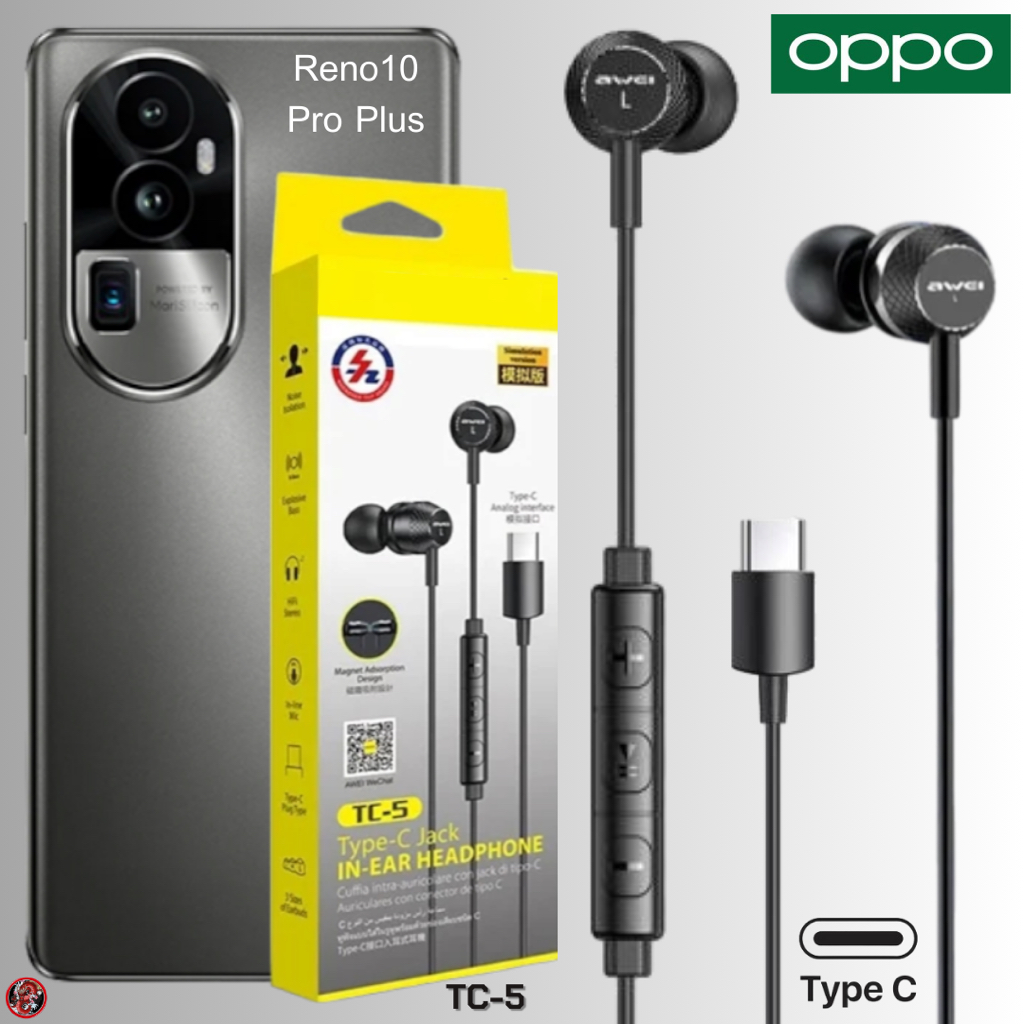 หูฟัง สมอลทอล์ค OPPO Type-C ไทป์ซี สำหรับ ออปโป้ Reno10 Pro รูปทรงสวยงาม สวมใส่สบาย เสียงดี เบสนุ่มนวล ตัดเสียงรบกวน T5