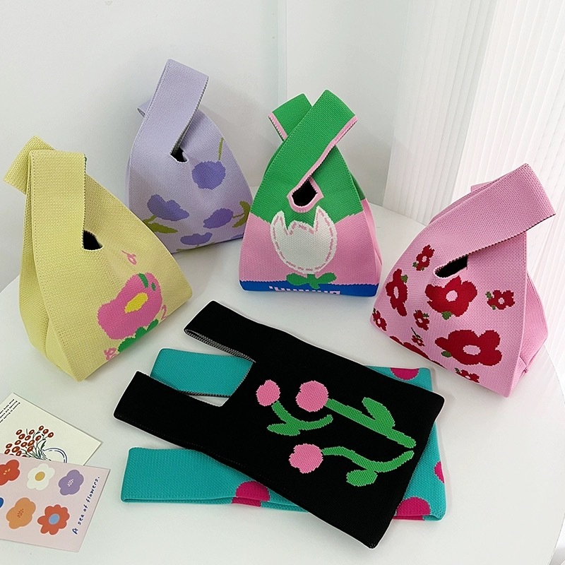 Cicishop(236) กระเป๋าไหมพรม ทรงสวยจุได้เยอะ ลายสวยสไตล์เกาหลี - รูปที่ 2