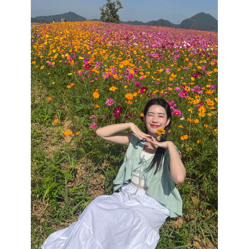 Tulip🌷เสื้อครอประบายเฉียงผูกเชือกด้านหน้าผ้าฝ้าย - รูปที่ 4