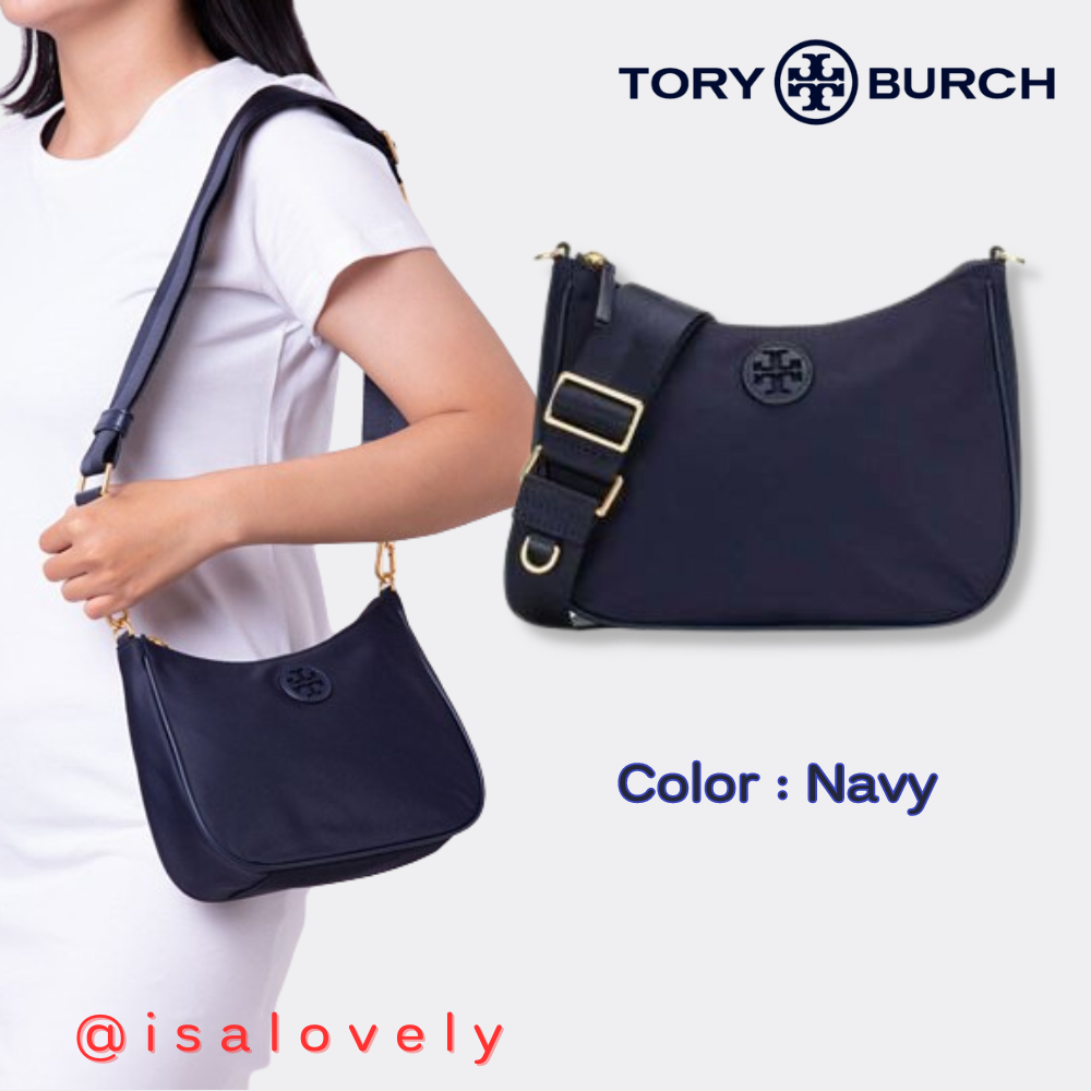 📌Isa Lovely Shop📌  Tory burch Nylon Web Convertible Crossbody Bag 88370 Color : Tory Navy / TPB