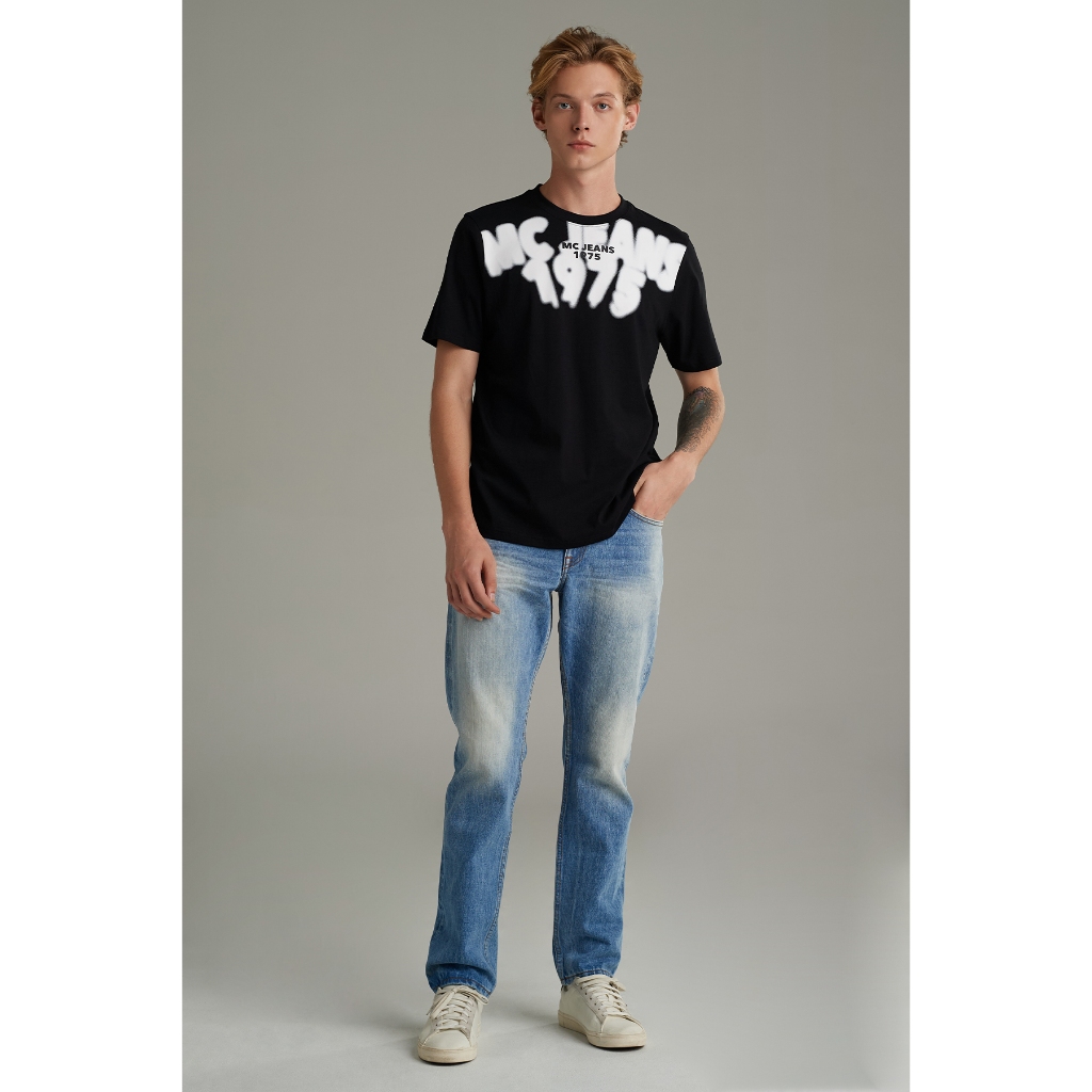 Mc jeans เสื้อยืดผู้ชาย คอกลม สีดำ MTSZB03