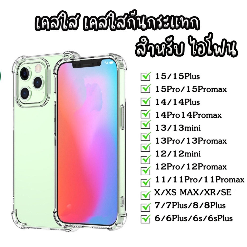 เคสใส กันกระแทก สําหรับไอโฟน15/14/13/12 เคสกันกระแทก iphone 15 14 13 12 11 Pro max Promax XR SE XS MAX 7 8 Plus TPU CASE