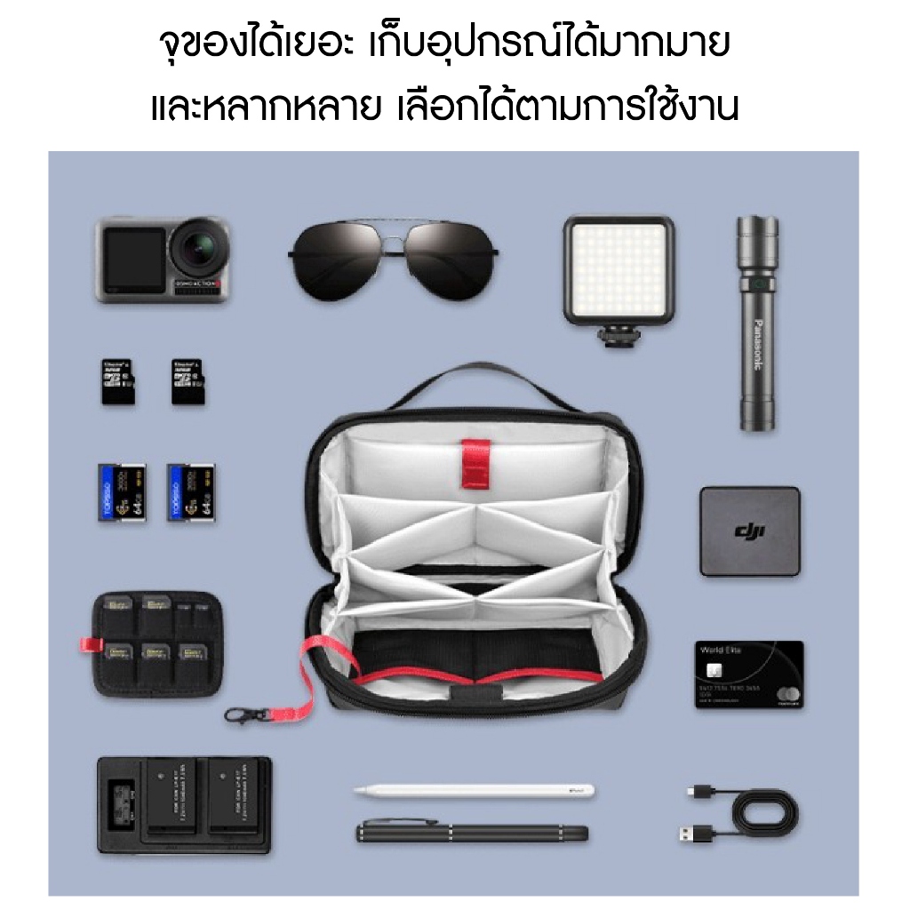 Tomtoc Style Accordion Storage Bag กระเป๋ากล้อง กระเป๋า แนวทอมตอค ใส่เมมโมรี่การ์ด Gopro DJI SD CF card