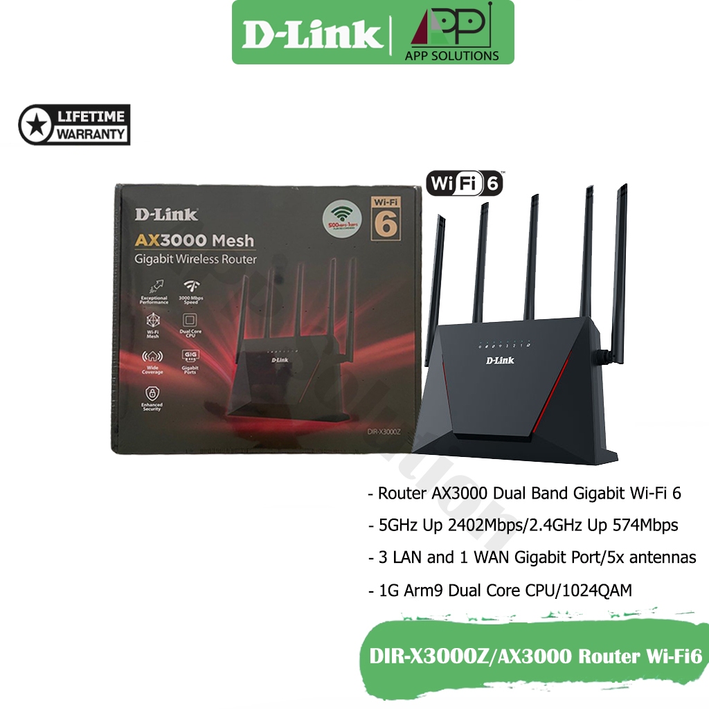D-LINK Wi-Fi 6 Router Dual-Band Gigabit AX3000 รุ่นDIR-X3000Z(ประกันLifetime)