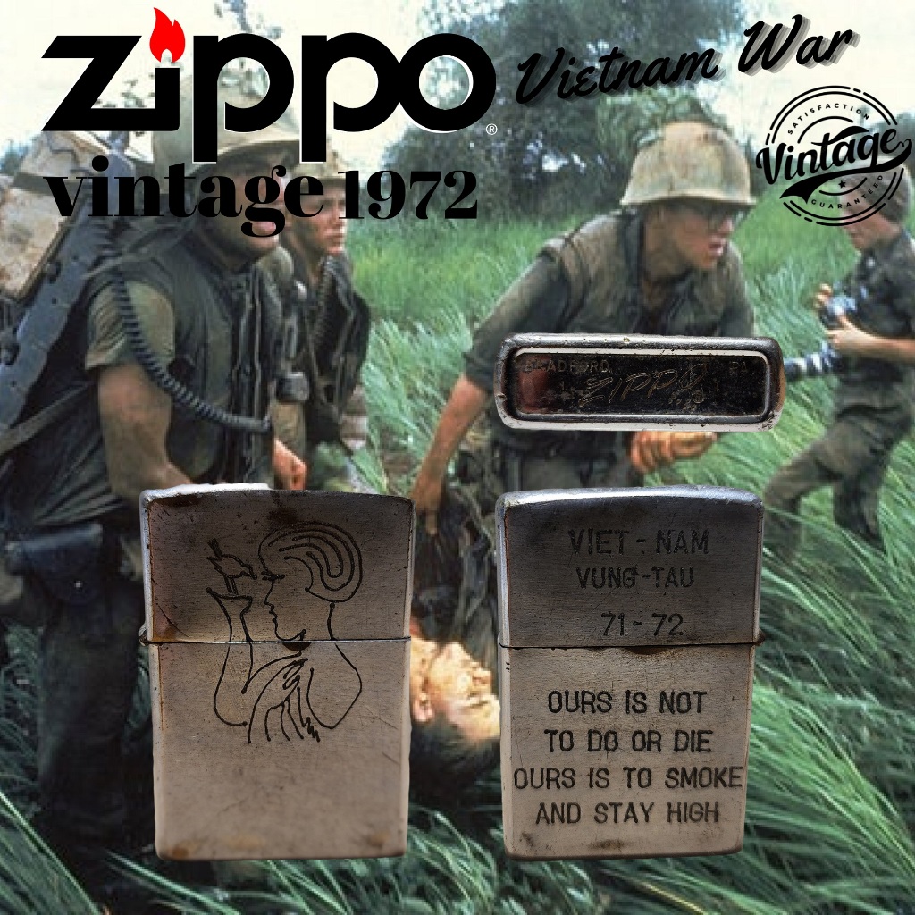 VINTAGE - Zippo Vietnam War Vung Tau, 100% ZIPPO Original from USA, USED. Year 1972