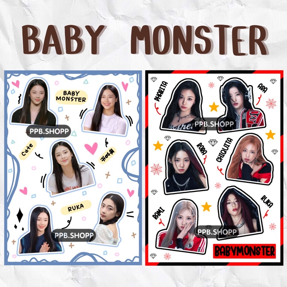 ( จัดส่งใน 2-3 วัน คละได้ ) BABY MONSTER สติ๊กเกอร์ไม่ไดคัท กันน้ำ