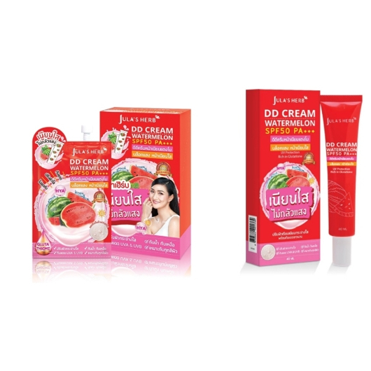 Jula's Herb DD CREAM Watermelon SPF 50 PA++ จุฬาเฮิร์บ ครีมดีดีแตงโม แบบซอง/แบบหลอด ราคา 1 ชิ้น