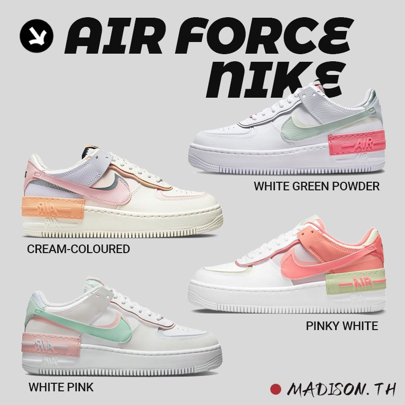 ของแท้100% Nike Air Force 1 Low WHITE GREEN POWDER\CREAMCOL OURED\PINKY WHITE\WHITE PINK พร้อมส่ง*แท้💯%