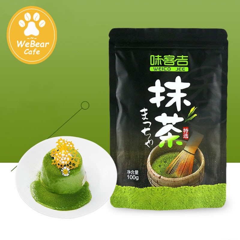 WeBear Cafe? ผงชาเขียวมัทฉะ แท้ 100% ขนาด 100 กรัม เกรดพรีเมี่ยม Matcha Green Tea EXJY