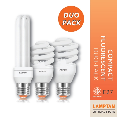 【ลดล้างสต็อก】(แพ็คคู่) LAMPTAN หลอดไฟ Compact Fluorescent