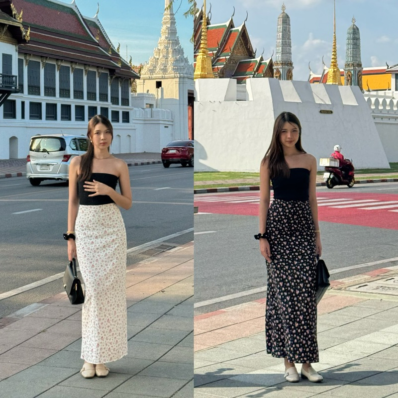 กระโปรงยาวลายดอกไม้ “ flora maxi skirt”