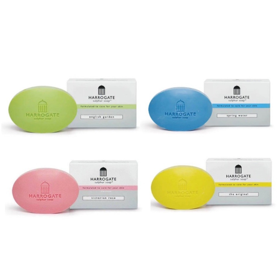 สบู่ HARROGATE Sulphur 50 g. สบู่ ฮาร์โรเกตซัลเฟอร์โซฟ 50 กรัม มี 4 สี 4 กลิ่น