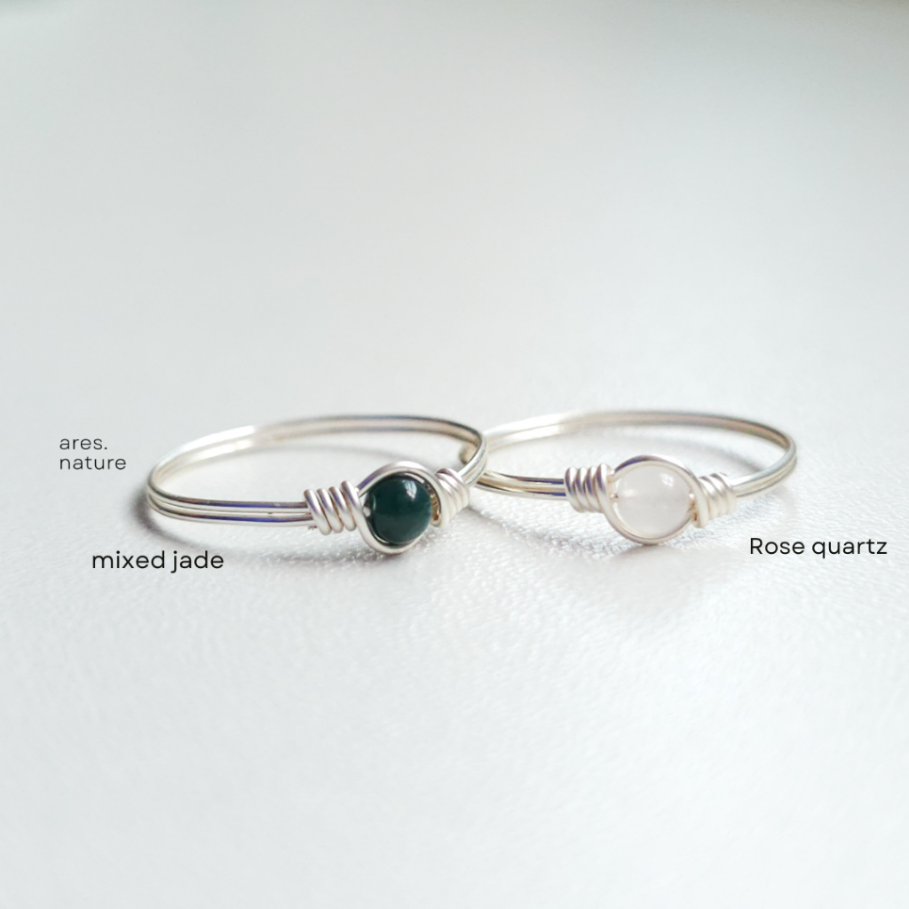 ares.nature - แหวนหินลวดดัดรุ่น mini basic แหวนสายมู แหวนหินมงคล เลือกหินเองได้