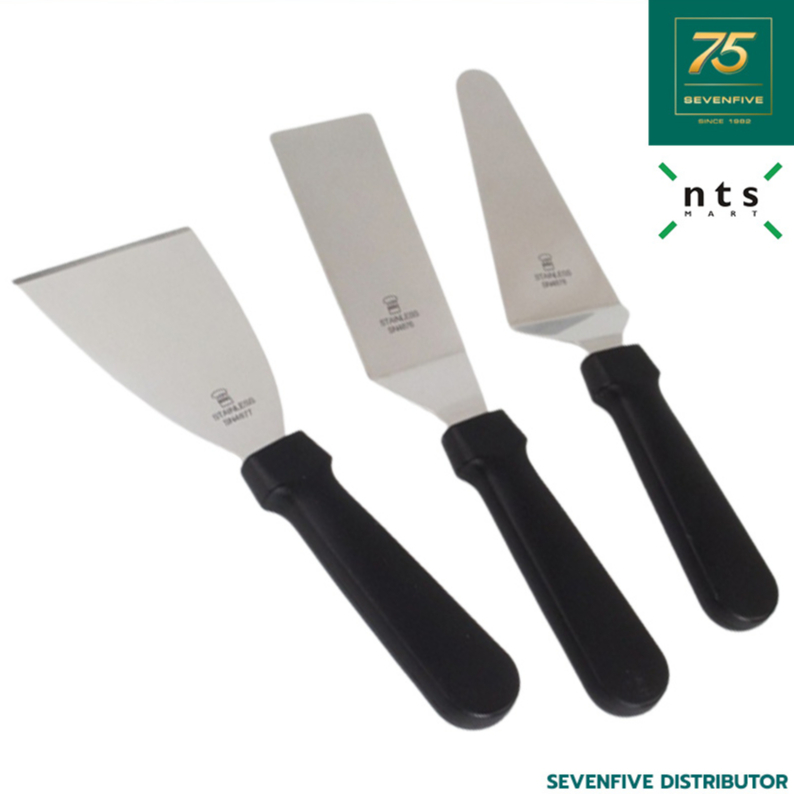 NTS ไม้พาย พายตัดเค้ก พายผัดอาหาร SPATULA ด้ามจับสีดำ NTS1-SN487