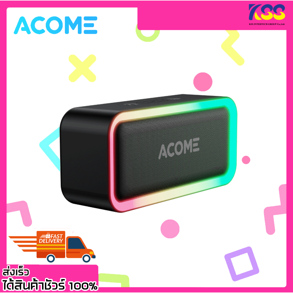 ลำโพงไร้สาย บลูทูธ ACOME A6 BLUETOOTH SPEAKER RGB 5W กันน้ำระดับ IPX5 ของแท้100% พร้อมส่ง