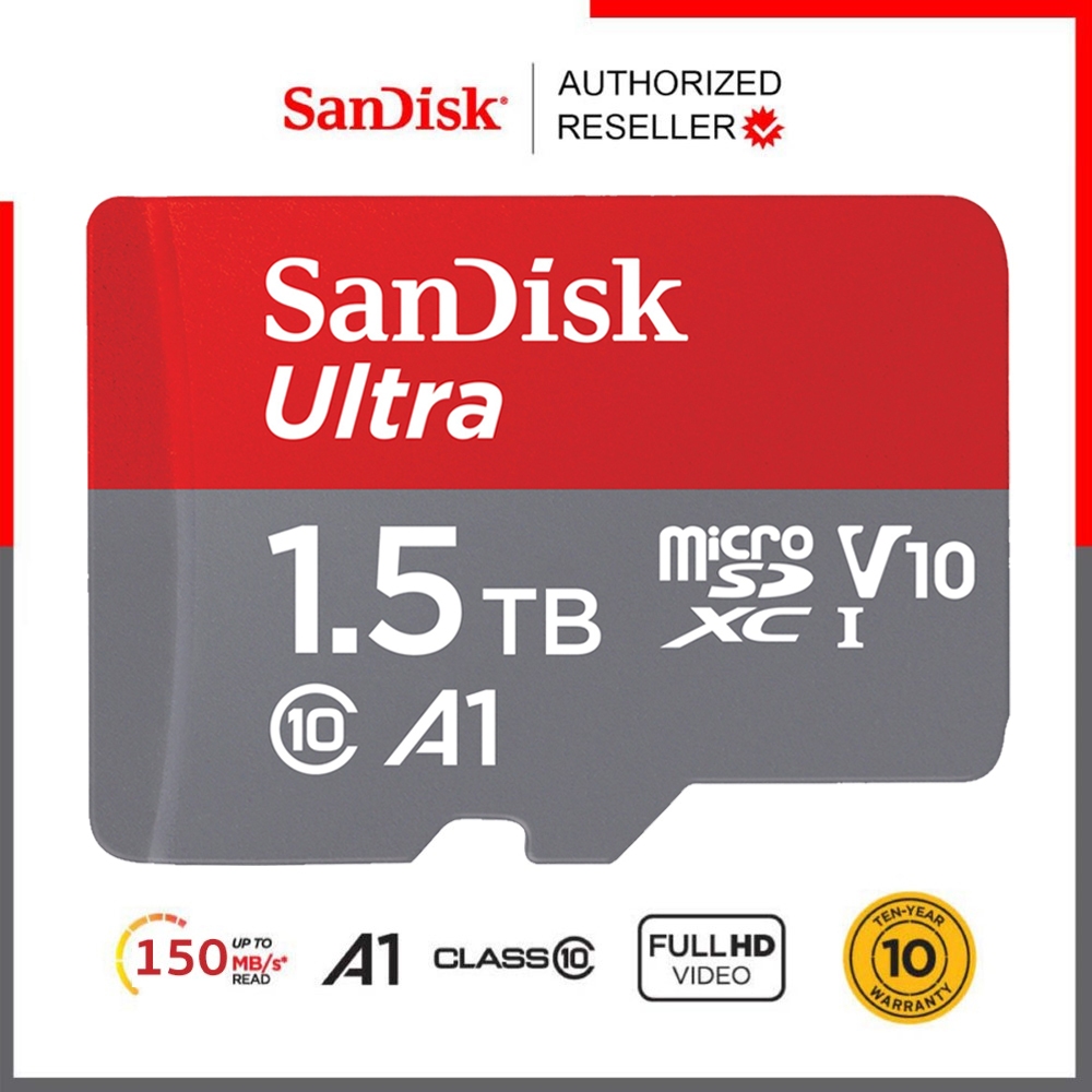 Sandisk Ultra Micro SD Card SDXC 1.5TB Class10 อ่านสูงสุด 150MB/s A1(SDSQUAC-1T50-GN6MN) เมมโมรี่