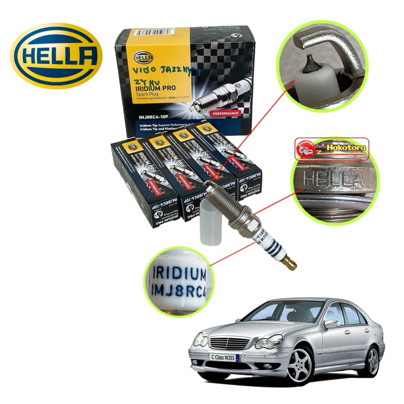 หัวเทียน IRIDIUM Hella Benz W203 , W211 , CLK W209 , M271 เครื่องฝาเรียบ ฝาร่อง รหัส IMJ8RC4-10P