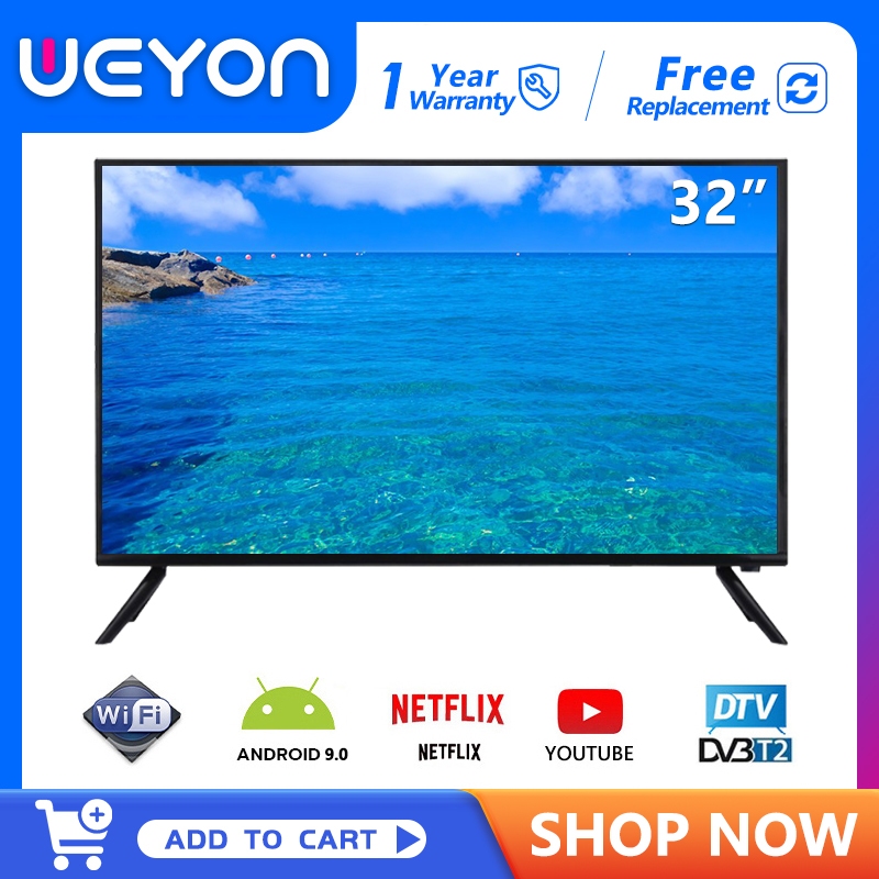 WEYON ทีวี 32 นิ้ว LED HD Android 9.0 TV Wifi / Netflix &amp; Youtube-USB,หน่วยความจำ 1 + 8G