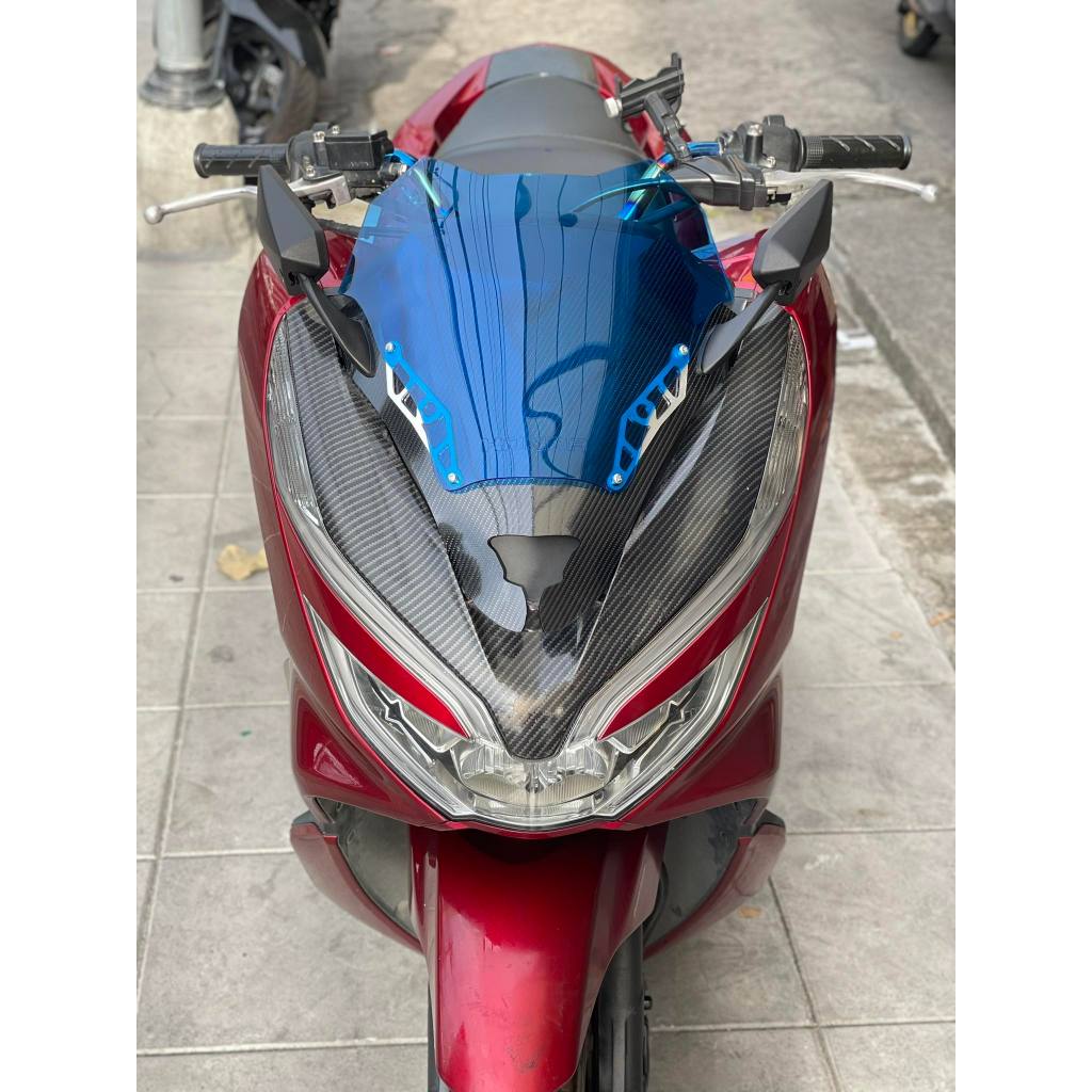 ชิวหน้าpcx ปี2018-2020 ซิ่ง2ชั้นคาร์บอนเจาะกระจกพร้อมติดตั้ง(แถมฟรีกระจกนินจา1คู่)