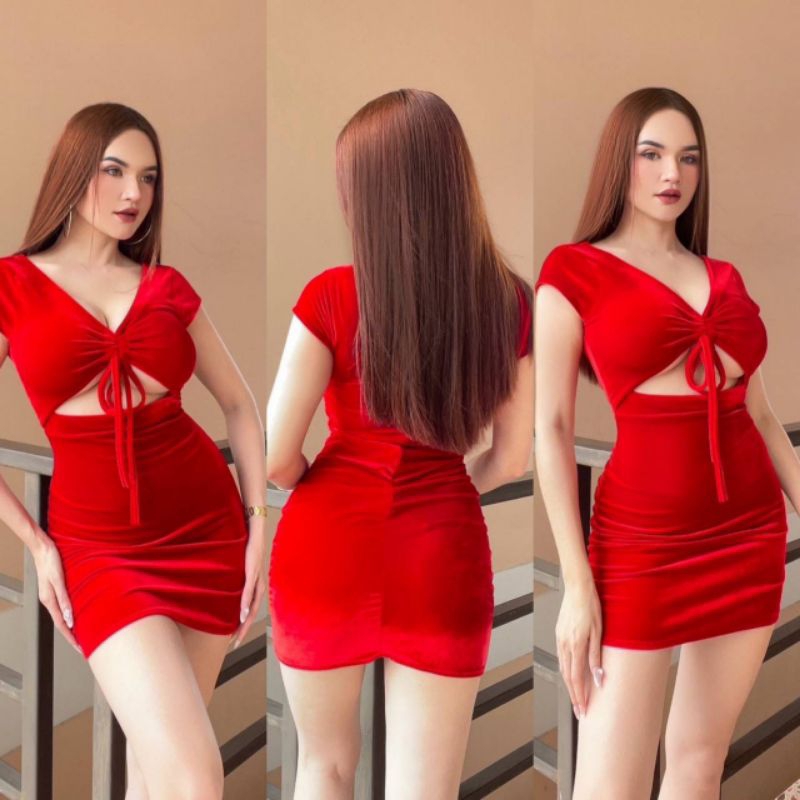 ชุดพีอาร์ผ้ากำมะหยี่เสริมฟองน้ำทรงสวย