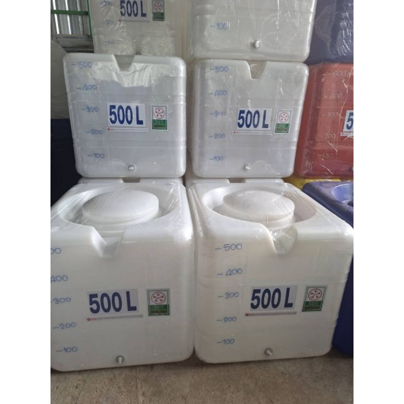 ถัง500ลิตรทรงสี่เหลี่ยม ผลิตใหม่จากวัสดุSCG ใส่น้ำดื่มได้มาตรฐาน มอก.
