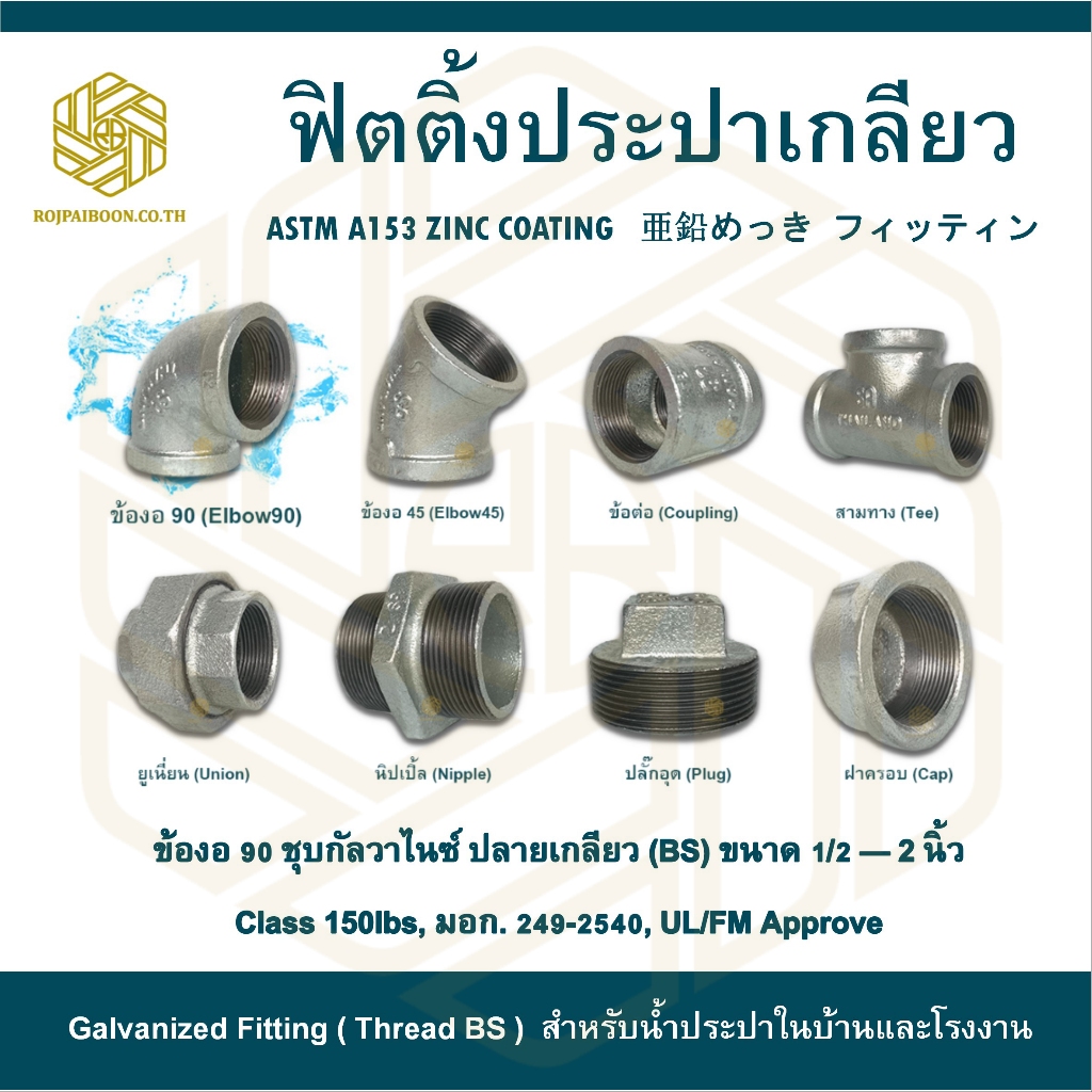 ข้องอ 90 ประปาเกลียว ขนาด 2 นิ้ว ( ELBOW 90)