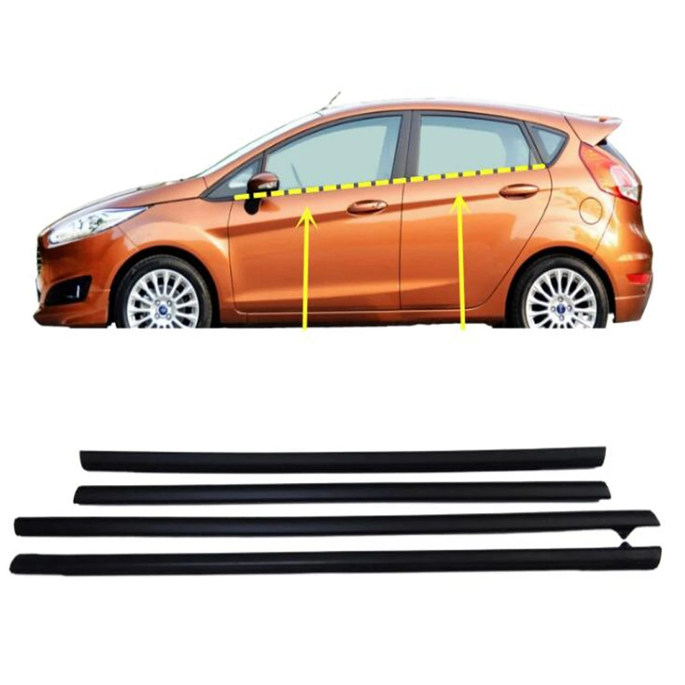 4 ชิ้น ยางรีดนำ้ขอบกระจก ยางรีดน้ำ ยางขอบกระจก คิ้วขอบประตู for Ford Fiesta 2009-2014