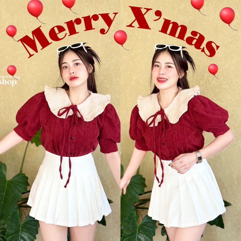 ❤️mayylody❤️ (น้องปิงปอง) เสื้อคอปก ดีเทลคอบัวปกระบายแขนตุ๊กตา แต่งกระดุมแขนพองๆสวยมากๆ  (อกถึง-36 นิ้ว)