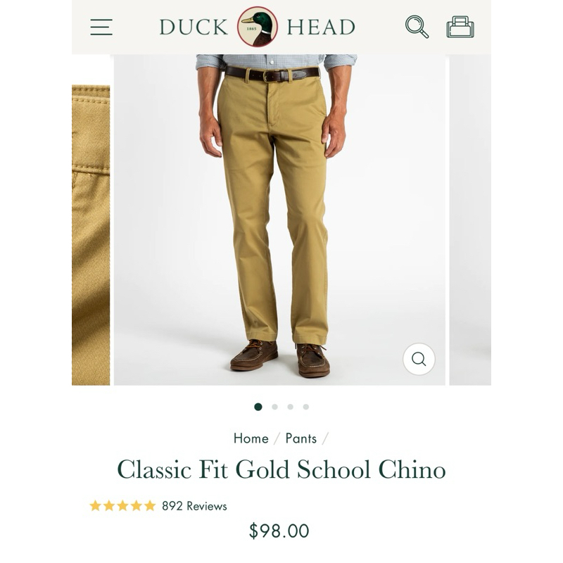 DUCK HEAD Classic Fit Gold School Chino กางเกง ขายาว ผู้ชาย ดักเฮด รุ่น โกลด์ สกูล คลาสสิก ฟิต