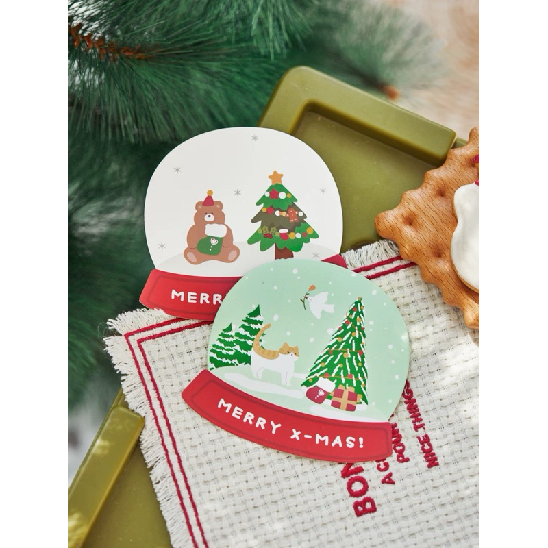 การ์ด Christmas แบบหน้าเดียว Teddy&Cat (CSM-AB)