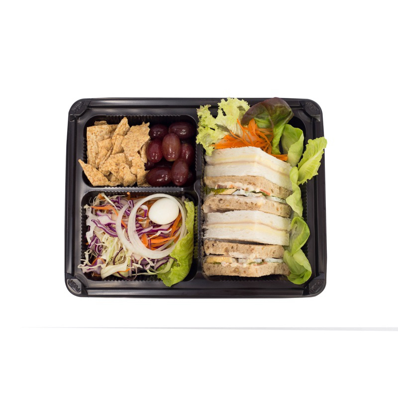 กล่องอาหารเบ็นโตะ 3 ช่อง สีดำ ล็อค 4 มุม พร้อมฝาปิดกล่อง ลังละ 200 ชิ้น ราคาส่ง - รูปที่ 2