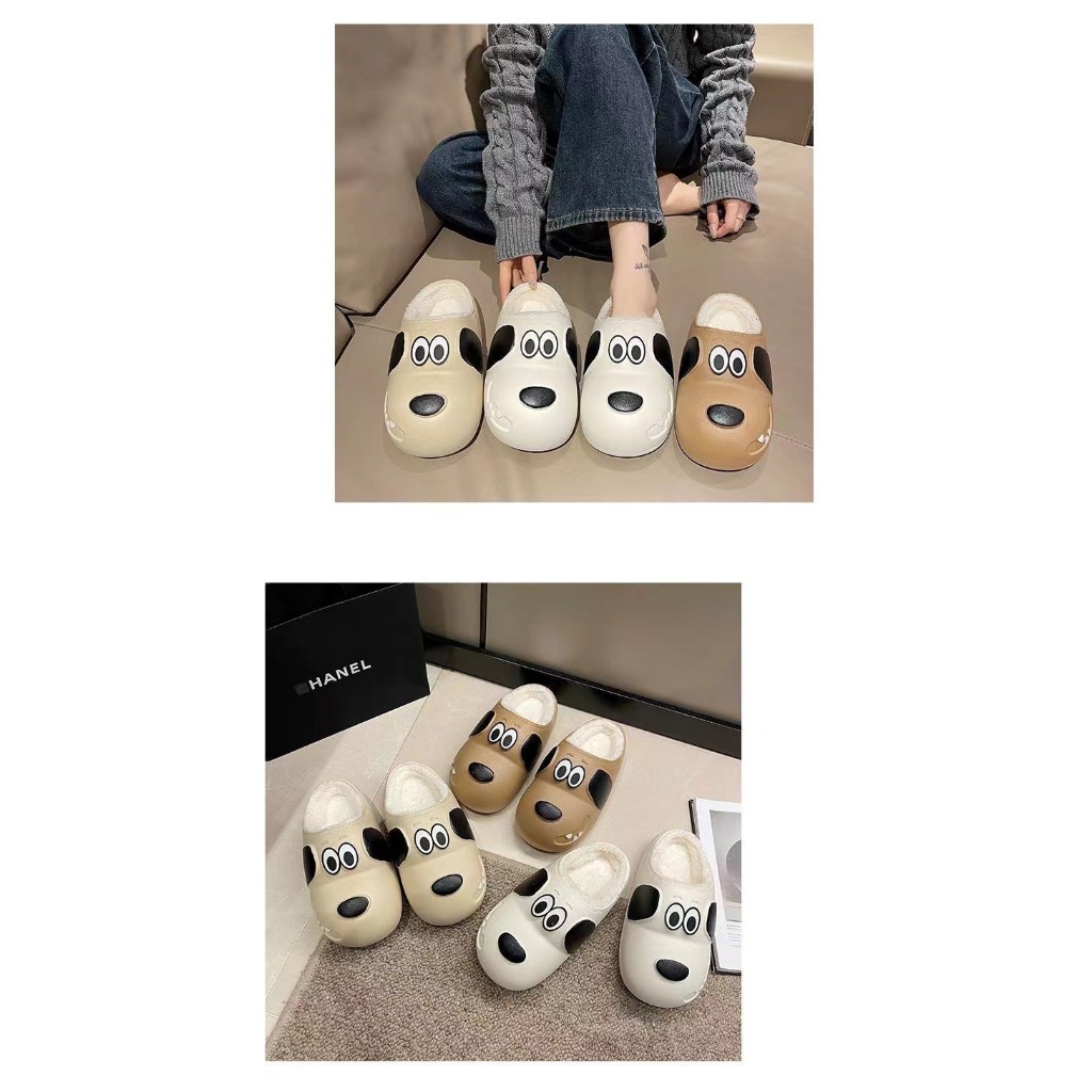 รองเท้าแบบสวมลายน้องหมา พื้นหนานุ่ม ใส่ได้ทั้งในบ้านและนอกบ้าน V39