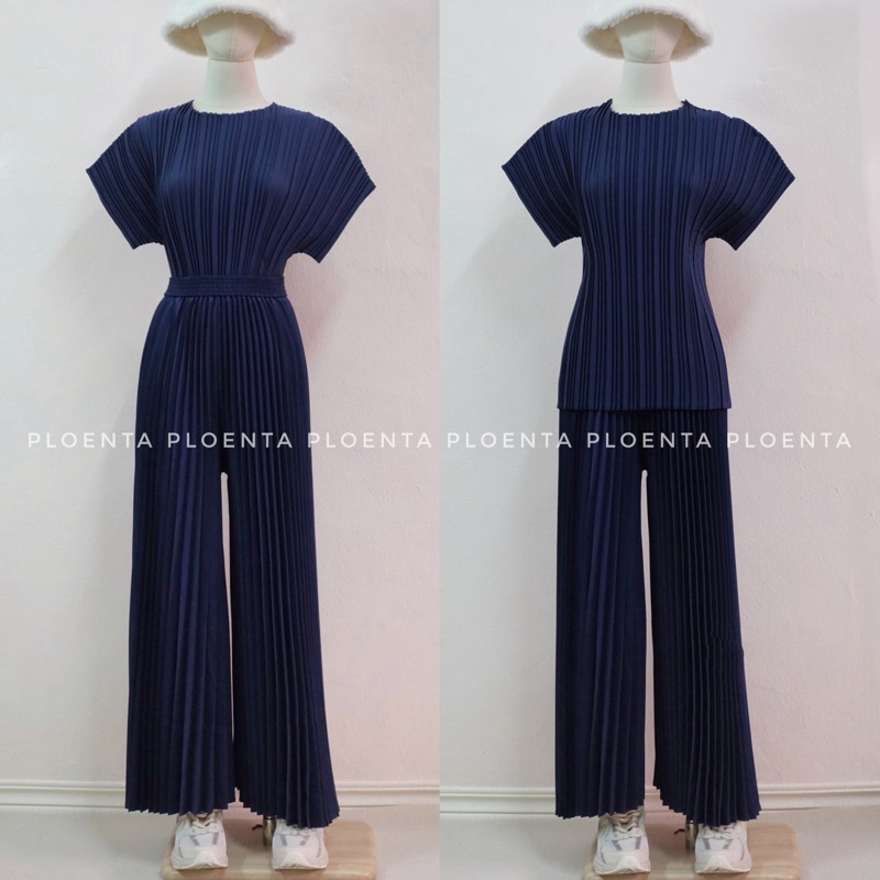 Pleat Set ชุดเข้าเซทผ้าอัดพลีท ชุดพลีทเข้าเซท เสื้อแขนล้ำ กางเกงขายาวผ้าอัดพลีท ราคา ถูกที่สุด ดีลบีเคเค แกลเลอรีภาพที่ 8