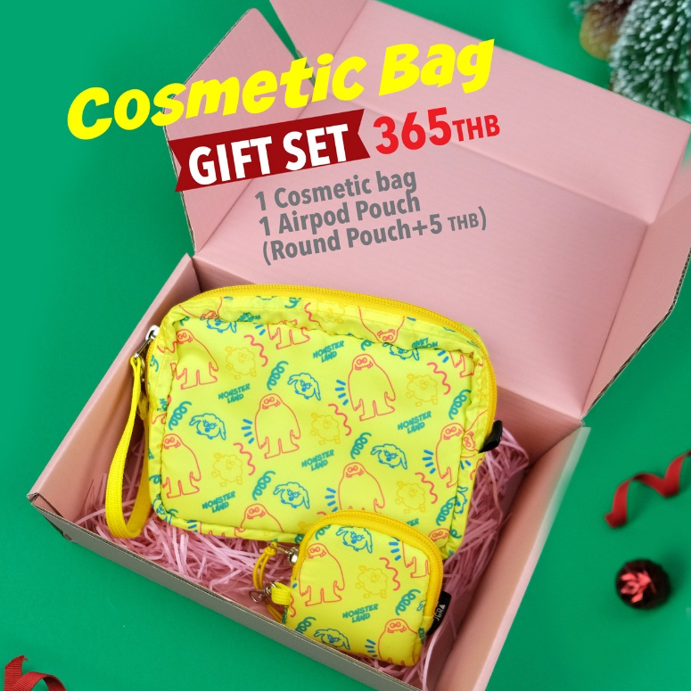 ชุดgift set กระเป๋าเครื่องสำอางค์ สกรีนชื่อได้
