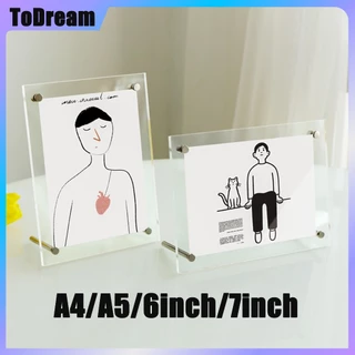 กรอบรูป อะคริลิคใส วางได้ทั้งแนวตั้งและแนวนอน ขนาด A4/A5/6Inch/7Inch พร้อมหมุดตั้ง ใส่รูปภาพ สําหรับวางโปสเตอร์