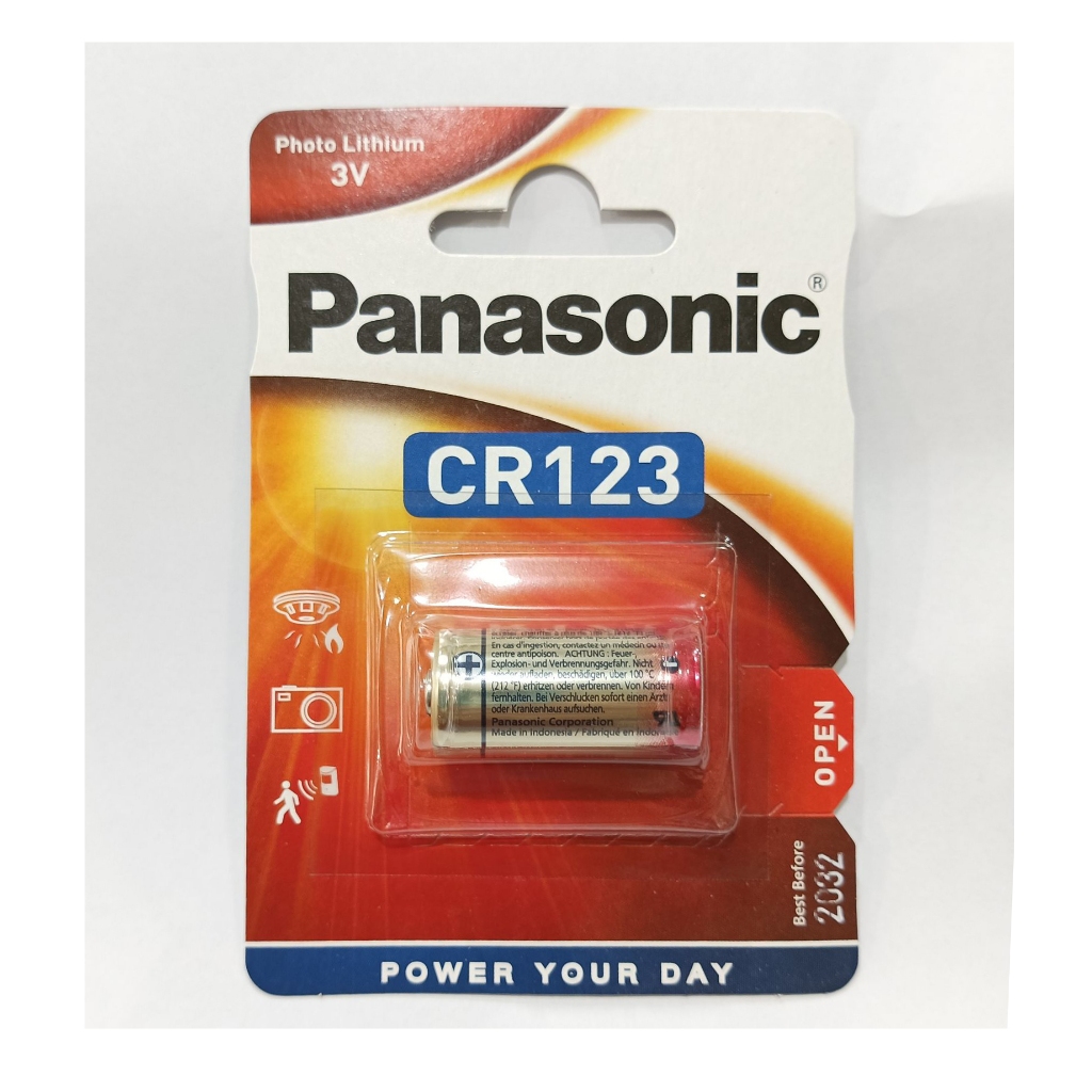 Battery Panasonic#ถ่าน Panasonic CR-123A Lithium 3V.(CR123A) ถ่านกล้องฟิล์ม#รับประกันของเเท้เเน่นอนแท้100%