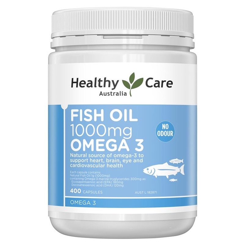 (Exp.08/2025)Healthy care fish oil 1000mg Omega-3 400 capsules