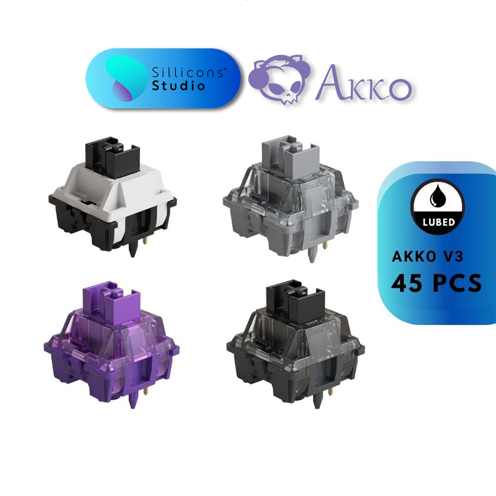 (Hand Lubed, 45 ตัว) สวิตช์ AKKO V3 สวิตช์คีย์บอร์ด Mechanical Switch, Piano,Silver Pro,Lavender Pur