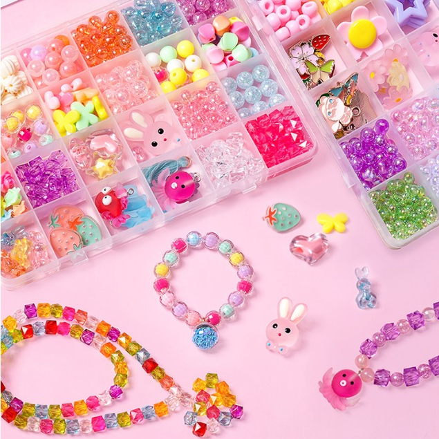 COD พร้อมส่ง ชุดร้อยลูกปัด DIY 24 ช่อง พร้อมอุปกรณ์ครบชุดและกล่องจัดเก็บ
