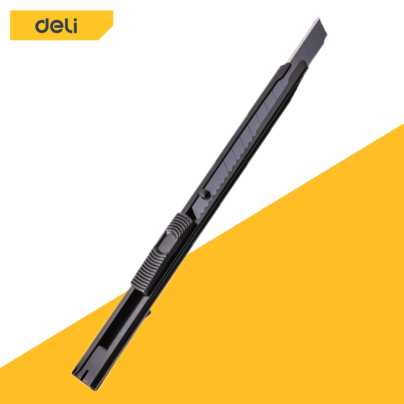 Deli คัตเตอร์ มีดคัตเตอร์ คัตเตอร์จิ๋ว 9mm พกพาง่ายๆ โลหะผสมเหล็ก ใบมีดเฉียง 30° 60° Cutter