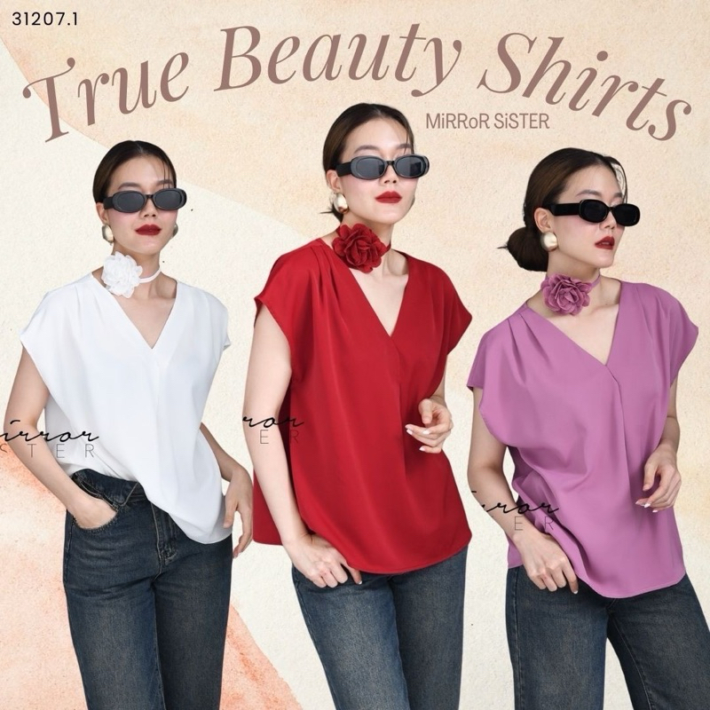 Mirrorsister #31207.1 เสื้อแขนสั้นทรงสวยเก๋ เสื้อแขนล้ำ ออกงาน ใส่ทำงาน ทรงสวย