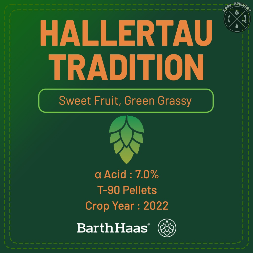 Hallertau Tradition Hops 1 oz ฮอปส์ เพลลิท ทำเบียร์​ Pale Ale, IPA และอื่นๆ Homebrew Crop Year 2022 [ Barth Haas]