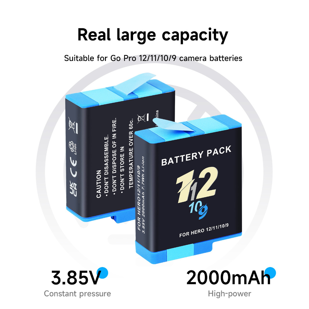 แบตเตอรี่กล้อง GoPro Hero 9 10 11 12แบตเตอรี่และการชาร์จอย่างรวดเร็วมัลติฟังก์ชั่นเครื่องชาร์จสามแบตเตอรี่